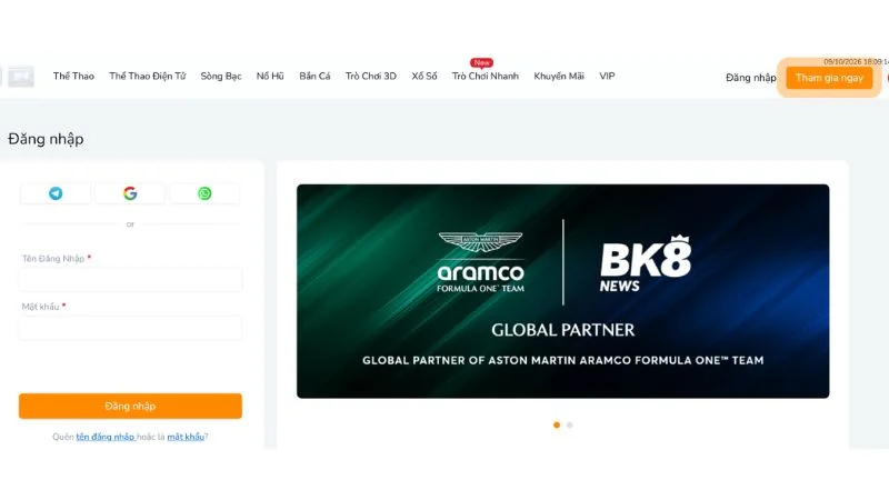 Bước 1: Truy cập trang chủ BK8