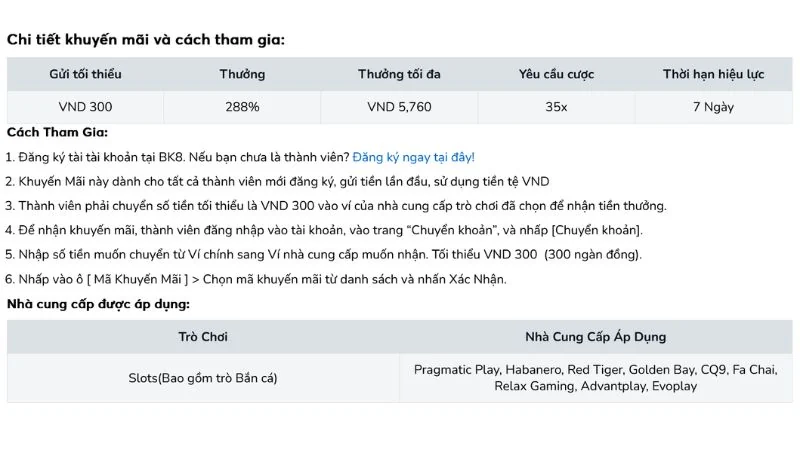 Thưởng chào mừng thành viên mới sảnh casino trực tuyến